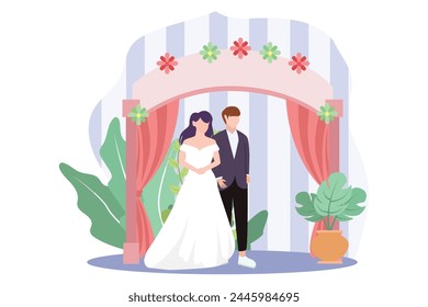 Ilustración de diseño plano de fiesta de Boda