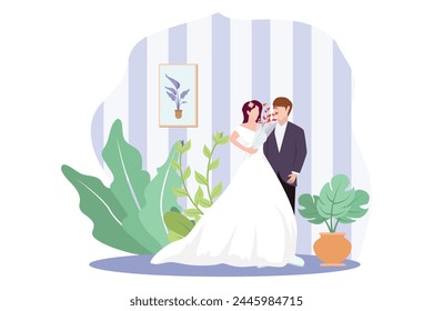 Hochzeit Party Flat Design Illustration