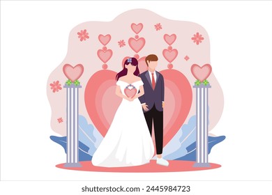Hochzeit Party Flat Design Illustration