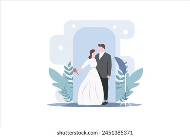 Wedding Party Flat Design Illustration