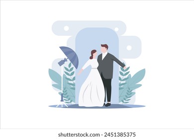 Wedding Party Flat Design Illustration