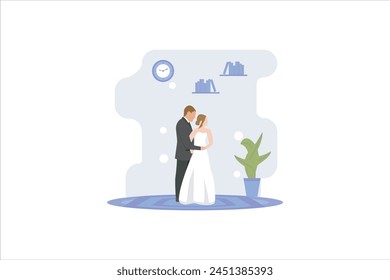 Hochzeit Party Flat Design Illustration