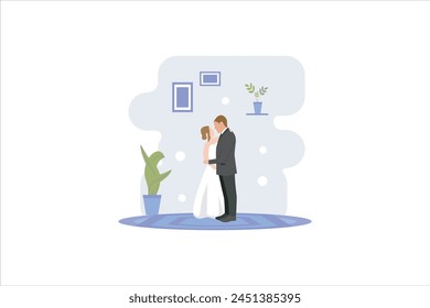 Ilustración de diseño plano de fiesta de Boda