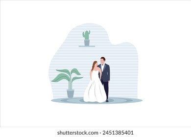 Wedding Party Flat Design Illustration