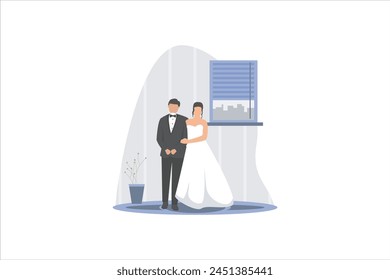 Ilustración de diseño plano de fiesta de Boda