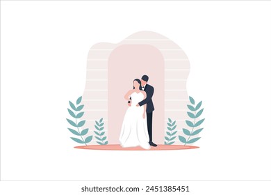 Wedding Party Flat Design Illustration