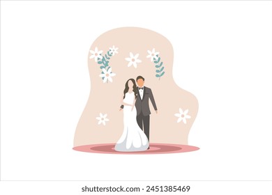 Wedding Party Flat Design Illustration