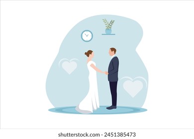 Wedding Party Flat Design Illustration