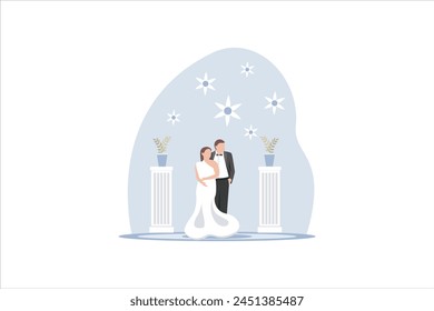 Wedding Party Flat Design Illustration