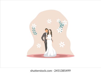 Wedding Party Flat Design Illustration