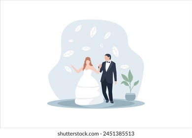 Wedding Party Flat Design Illustration