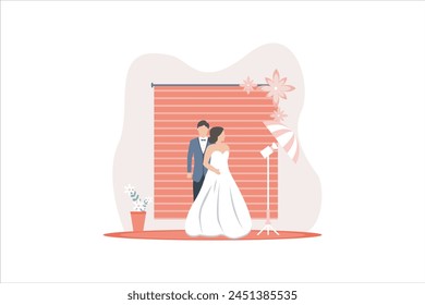 Wedding Party Flat Design Illustration