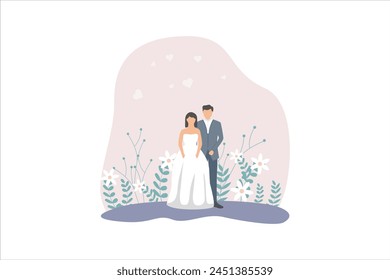 Wedding Party Flat Design Illustration