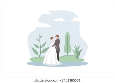 Wedding Party Flat Design Illustration