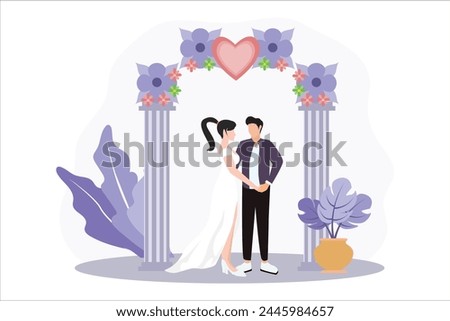 Wedding Party Flat Design Illustration