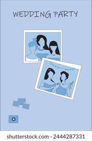 Wedding party invitation, bridesmaids photo.