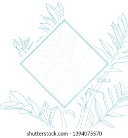 Wedding or party Invitation, floral invite thank you, rsvp modern card Design, line tropical plants decorative on white background. 