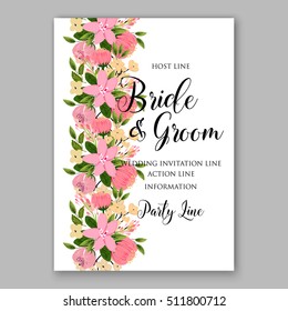Wedding party invitation with romantic floral wreath or bridal bouquet of daisy