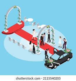 Wedding party isometric 3d vector concept for banner, website, illustration, landing page, flyer, etc.