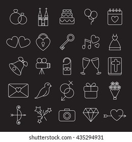 Wedding and Party linear black and white icons