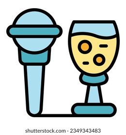 Wedding party microphone icon outline vector. Event service. Delivery gift color flat