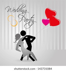 wedding party over gray background vector illustration