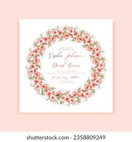Wedding pastel floral square invitation card design with vintage watercolor flowers.