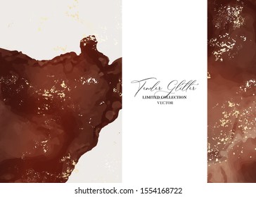 Wedding pastel red rust and gold foil invitation cards with Luxury mabrle effect and repetiotion splashes. 