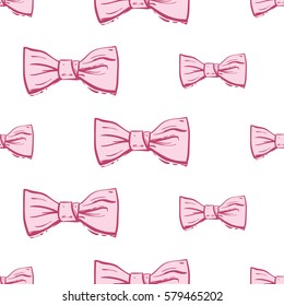 Wedding patches illustration, seamless pattern with bow tie. Vector fashion backdrop in watercolor style, isolated elements on white background.