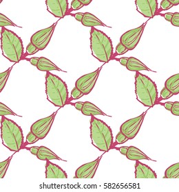 Wedding patches illustration, seamless pattern with buds of roses. Vector fashion backdrop in watercolor style, isolated elements on white background.