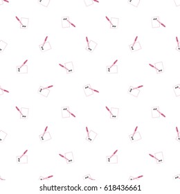 Wedding patches illustration, seamless pattern with fountain pen. Vector fashion backdrop in watercolor style, isolated elements on white background.