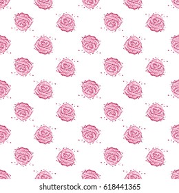 Wedding patches illustration, seamless pattern with rose flower. Vector fashion backdrop in watercolor style, isolated elements on white background.