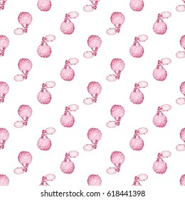 Wedding patches illustration, seamless pattern with French perfume. Vector fashion backdrop in watercolor style, isolated elements on white background.