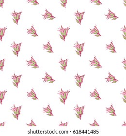Wedding patches illustration, seamless pattern with rose bud. Vector fashion backdrop in watercolor style, isolated elements on white background.