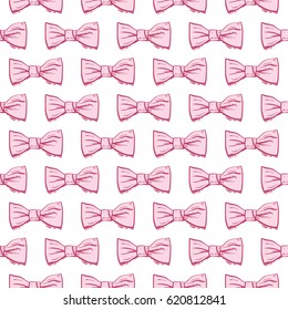 Wedding patches illustration, seamless pattern with bow tie. Vector fashion backdrop in watercolor style, isolated elements on white background.