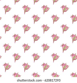 Wedding patches illustration, seamless pattern with young rose flower. Vector fashion backdrop in watercolor style, isolated elements on white background.