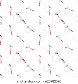 Wedding patches illustration, seamless pattern with fountain pen. Vector fashion backdrop in watercolor style, isolated elements on white background.