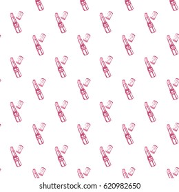 Wedding patches illustration, seamless pattern with pink lipstick. Vector fashion backdrop in watercolor style, isolated elements on white background.