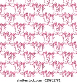 Wedding patches illustration, seamless pattern with bride shoes. Vector fashion backdrop in watercolor style, isolated elements on white background.