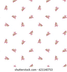 Wedding patches illustration, seamless pattern with rose bud. Vector fashion backdrop in watercolor style, isolated elements on white background.