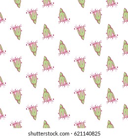 Wedding patches illustration, seamless pattern with flower bud. Vector fashion backdrop in watercolor style, isolated elements on white background.