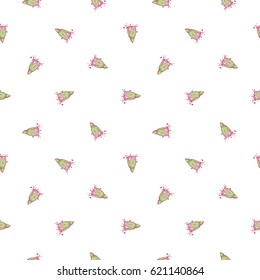 Wedding patches illustration, seamless pattern with flower bud. Vector fashion backdrop in watercolor style, isolated elements on white background.