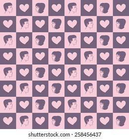 Wedding pattern for lovers on a pink and blue background pattern