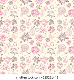 Wedding patterns of cute hand drawn illustration. Seamless vector background.