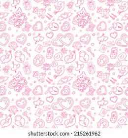 Wedding patterns of cute hand drawn illustration. Seamless vector background.