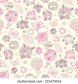 Wedding patterns of cute hand drawn illustration. Seamless vector background.