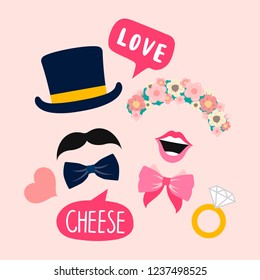 Wedding Photo Booth Props For Woman And Man Vector