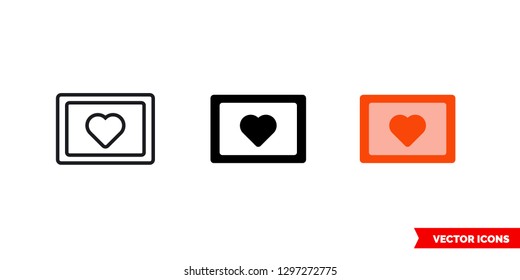 Wedding photo icon of 3 types: color, black and white, outline. Isolated vector sign symbol.