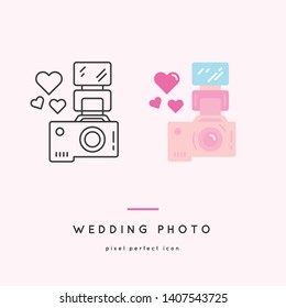 Wedding photo Line Icons in two style variations