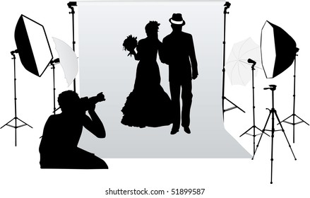 Wedding photo session in a professional studio